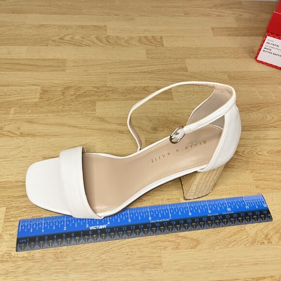 NWT Kelly and Katie Caital Sandal Heel white and raffia heel size 9.5 - Picture 8 of 9